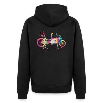 Schwerlastfahrräder Lastenfahrrad Cargobike - Unisex Premium Bio Zip Hoodie - Schwarz - Hinten - Nico (187cm)