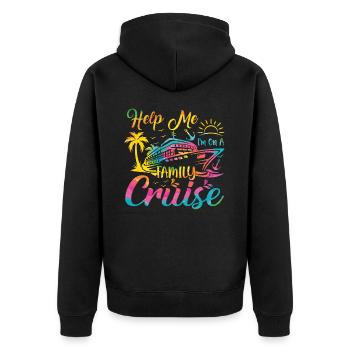 Hilfe Ich Bin Auf Einer Familienkreuzfahrt Urlaub - Unisex Premium Bio Zip Hoodie - Schwarz - Hinten - Nico (187cm)