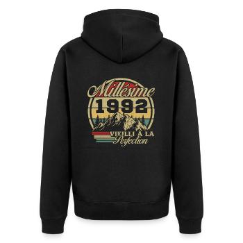Vintage 1992, Vintage 1992 Birthday Gift - Unisex Premium Organic Zip Hoodie - black - Back - Nico (187cm)