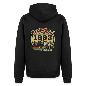 Vintage 1993, Vintage 1993 Birthday Gift - Unisex Premium Organic Zip Hoodie - black - Back - Nico (187cm)