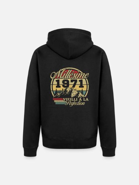 Vintage 1971, Vintage 1971 Birthday Gift - Unisex Premium Organic Zip Hoodie - black