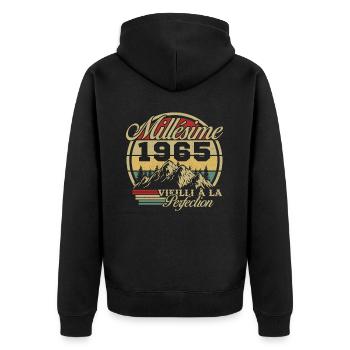 Vintage 1965, Vintage 1965 Birthday Gift - Unisex Premium Organic Zip Hoodie - black - Back - Nico (187cm)