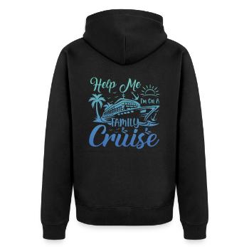 Hilfe Ich Bin Auf Einer Familienkreuzfahrt Urlaub - Unisex Premium Bio Zip Hoodie - Schwarz - Hinten - Nico (187cm)