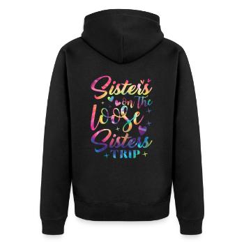 Sisters On The Loose Girls Reunion Trip - Unisex Premium Organic Zip Hoodie - black - Back - Nico (187cm)