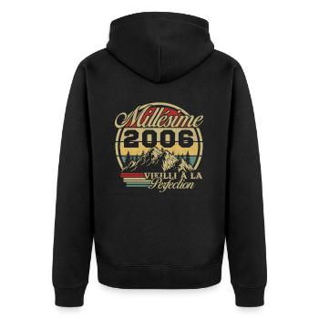 Vintage 2006, Vintage 2006 Birthday Gift - Unisex Premium Organic Zip Hoodie - black - Back - Nico (187cm)