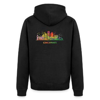 Cincinnatian Skyline Cincinnati - Unisex Premium Organic Zip Hoodie - black - Back - Nico (187cm)