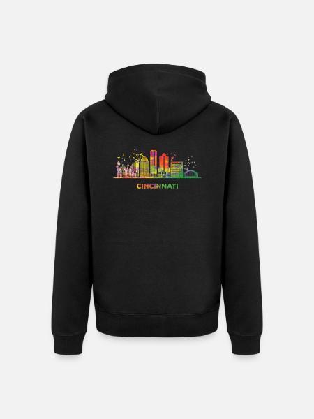 Cincinnatian Skyline Cincinnati - Unisex Premium Organic Zip Hoodie - black