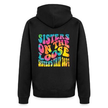 Sisters On The Loose Girls Reunion Trip - Unisex Premium Organic Zip Hoodie - black - Back - Nico (187cm)