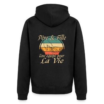 Dad Santa Claus Gift Father and Daughter - Unisex Premium Organic Zip Hoodie - black - Back - Nico (187cm)