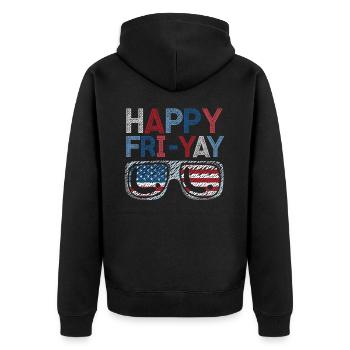Happy Fri Yay Teacher Weekend Funny Meme - Unisex Premium Organic Zip Hoodie - black - Back - Nico (187cm)
