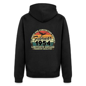 Vintage Anniversaire Né en Février 1954 - Veste à capuche bio Premium Unisexe - noir - Dos - Nico (187cm)