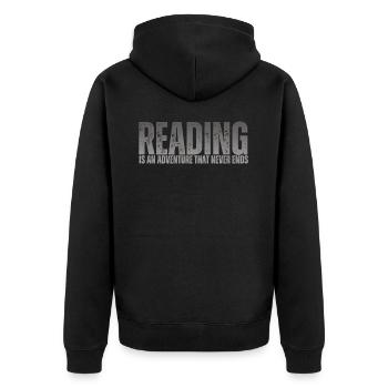 Reading is an adventure book lover - Unisex Premium Organic Zip Hoodie - black - Back - Nico (187cm)