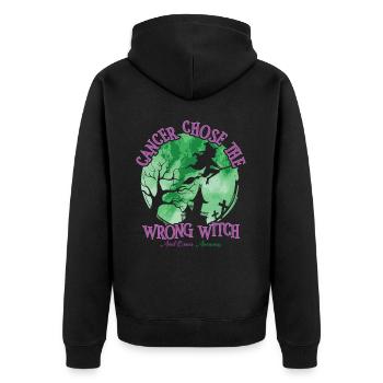 Cancer Witch Green Violet Anal Cancer - Unisex Premium Organic Zip Hoodie - black - Back - Nico (187cm)