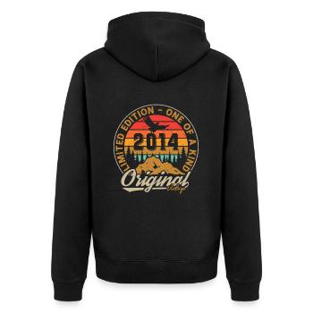 2014 Vintage Retro Geburtstagsgeschenk - Unisex Premium Bio Zip Hoodie - Schwarz - Hinten - Nico (187cm)