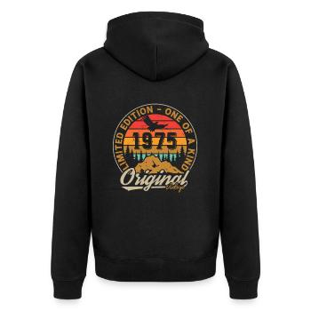 1975 Vintage Retro Geburtstagsgeschenk - Unisex Premium Bio Zip Hoodie - Schwarz - Hinten - Nico (187cm)