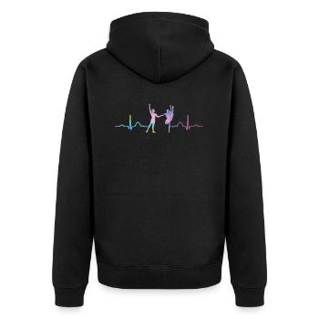Ballett Tänzer Herzschlag Ekg Ballerina - Unisex Premium Bio Zip Hoodie - Schwarz - Hinten - Nico (187cm)