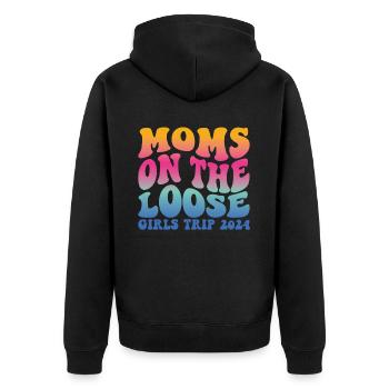 Moms On The Loose Girls Trip - Unisex Premium Bio Zip Hoodie - Schwarz - Hinten - Nico (187cm)