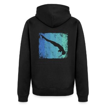 Diving, Artistic Jumping, Synchronized Diving - Unisex Premium Organic Zip Hoodie - black - Back - Nico (187cm)