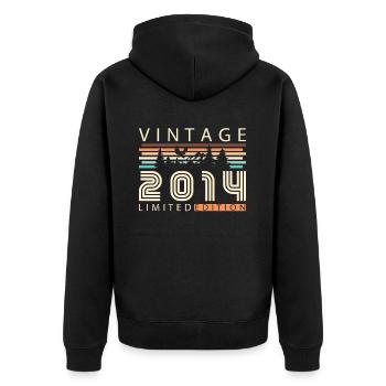 2014 Vintage Retro Geburtstagsgeschenk - Unisex Premium Bio Zip Hoodie - Schwarz - Hinten - Nico (187cm)