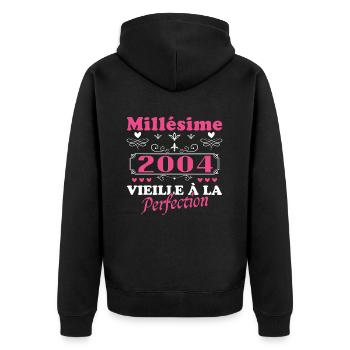 Frau Jahrgang 2004 Geburtstagsgeschenk Humor - Unisex Premium Bio Zip Hoodie - Schwarz - Hinten - Nico (187cm)