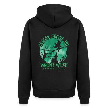 Cancer Witch Green Gallbladder Cancer - Unisex Premium Organic Zip Hoodie - black - Back - Nico (187cm)