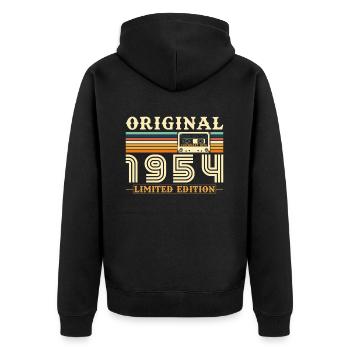 Original 1954 Jahrgang Geburtstag Geschenk - Unisex Premium Bio Zip Hoodie - Schwarz - Hinten - Nico (187cm)