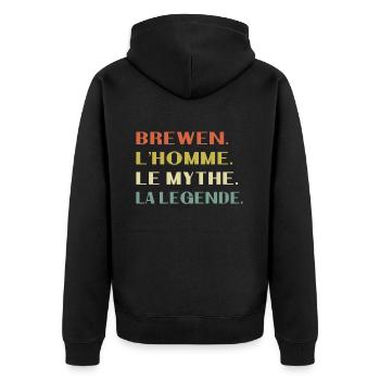 Brewen Der Mann Der Mythos Legende Geschenk Humor - Unisex Premium Bio Zip Hoodie - Schwarz - Hinten - Nico (187cm)