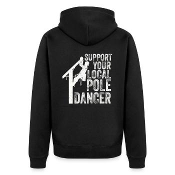 Support Your Local Pole Dancer Lineman - Unisex Premium Organic Zip Hoodie - black - Back - Nico (187cm)