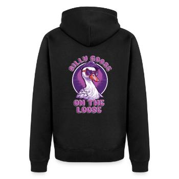 The stupid goose on the loose - Unisex Premium Organic Zip Hoodie - black - Back - Nico (187cm)
