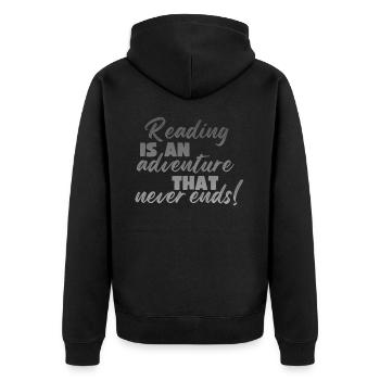Reading is an adventure book lover - Unisex Premium Organic Zip Hoodie - black - Back - Nico (187cm)