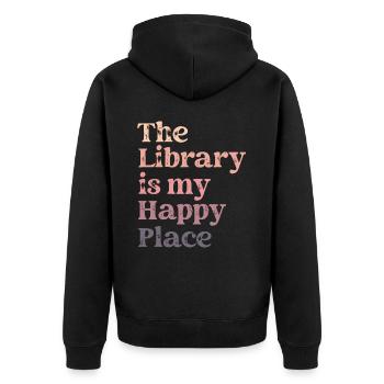 Bibliothek Buchliebhaber Lesender Bücherwurm - Unisex Premium Bio Zip Hoodie - Schwarz - Hinten - Nico (187cm)