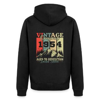 Original 1954 Vintage Geburtstag Retro - Unisex Premium Bio Zip Hoodie - Schwarz - Hinten - Nico (187cm)