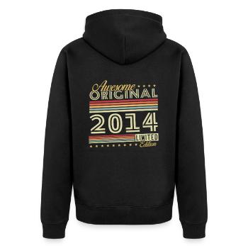 2014 Vintage Retro Geburtstagsgeschenk - Unisex Premium Bio Zip Hoodie - Schwarz - Hinten - Nico (187cm)