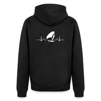 Flügel Surfer Wingsurfing Retro Folie Flügel - Unisex Premium Bio Zip Hoodie - Schwarz - Hinten - Nico (187cm)