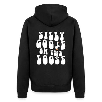 The stupid goose on the loose - Unisex Premium Organic Zip Hoodie - black - Back - Nico (187cm)