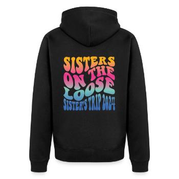 Sisters On The Loose Girls Reunion Trip - Unisex Premium Organic Zip Hoodie - black - Back - Nico (187cm)