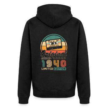 Original 1940 Retro Vintage Jahrgang Geburtstag - Unisex Premium Bio Zip Hoodie - Schwarz - Hinten - Nico (187cm)
