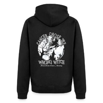 Krebs Hexe Zebra Neuroendokriner Krebs - Unisex Premium Bio Zip Hoodie - Schwarz - Hinten - Nico (187cm)