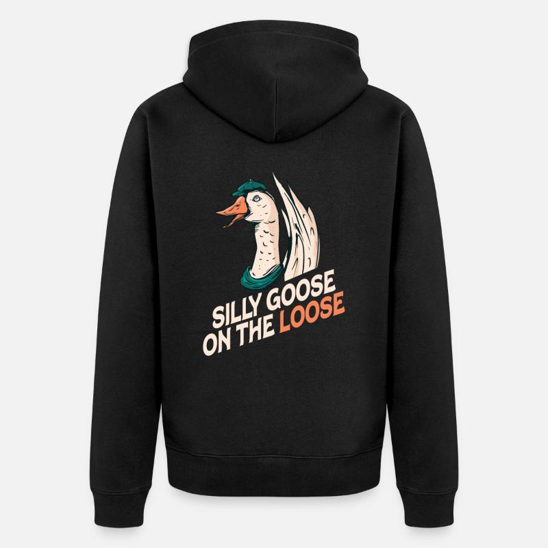 L’oie stupide en liberté - Veste à capuche bio Premium Unisexe - noir