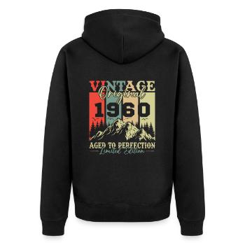 Original 1960 Vintage Geburtstag Retro - Unisex Premium Bio Zip Hoodie - Schwarz - Hinten - Nico (187cm)