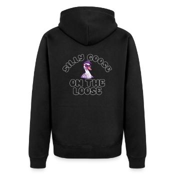 The stupid goose on the loose - Unisex Premium Organic Zip Hoodie - black - Back - Nico (187cm)