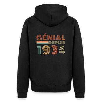 Awesome Since 1934 Retro Birthday Gift - Unisex Premium Organic Zip Hoodie - black - Back - Nico (187cm)