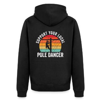 Support Your Local Pole Dancer Lineman - Unisex Premium Organic Zip Hoodie - black - Back - Nico (187cm)
