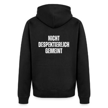 Nicht Despektierlich Gemeint - Unisex Premium Bio Zip Hoodie - Schwarz - Hinten - Nico (187cm)