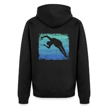 Plongeon, Saut artistique, Plongeon synchronisé - Veste à capuche bio Premium Unisexe - noir - Dos - Nico (187cm)