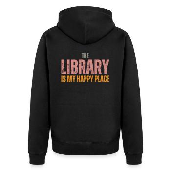Library Book Lover Reading Bookworm - Unisex Premium Organic Zip Hoodie - black - Back - Nico (187cm)
