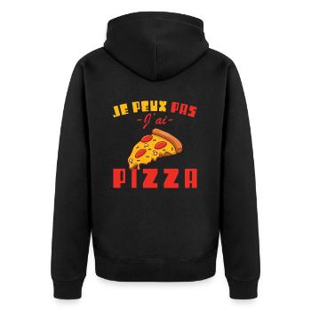 I can't I have pizza - Unisex Premium Organic Zip Hoodie - black - Back - Nico (187cm)