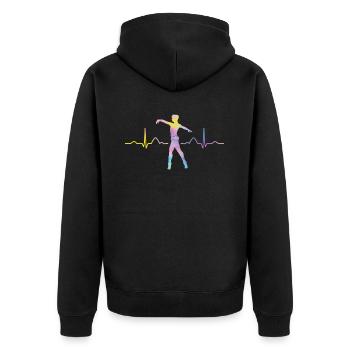 Ballett Tänzer Herzschlag Ekg Ballerina - Unisex Premium Bio Zip Hoodie - Schwarz - Hinten - Nico (187cm)