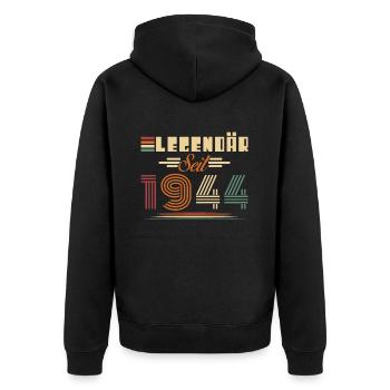 Legendary Since 1944 Vintage Birthday Gift - Unisex Premium Organic Zip Hoodie - black - Back - Nico (187cm)