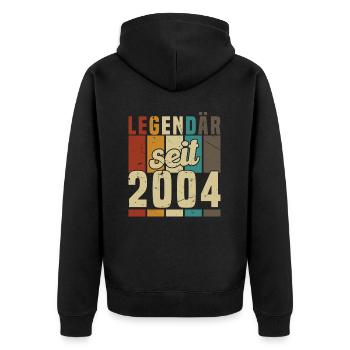 Legendary since 2004 - Unisex Premium Organic Zip Hoodie - black - Back - Nico (187cm)